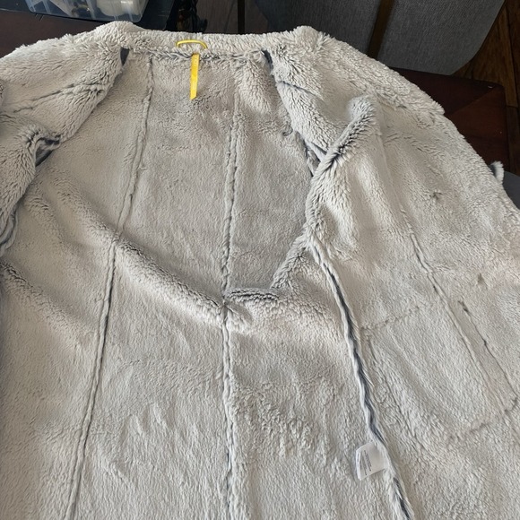 Lole Gray Faux Suede Leather Patch Sherpa Fur Lined Jacket Parka - Women's Sz S - Picture 7 of 12